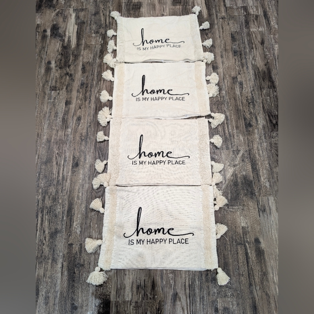 Cream Decorative Pillow Covers with Tassels